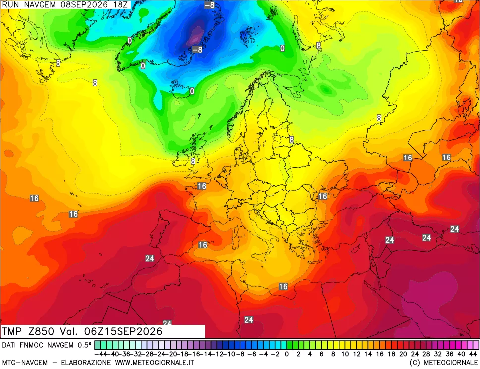 mappa Temperatura a 850 hPa
