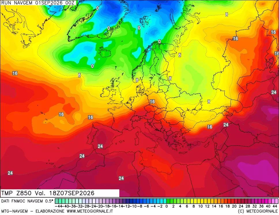 mappa Temperatura a 850 hPa