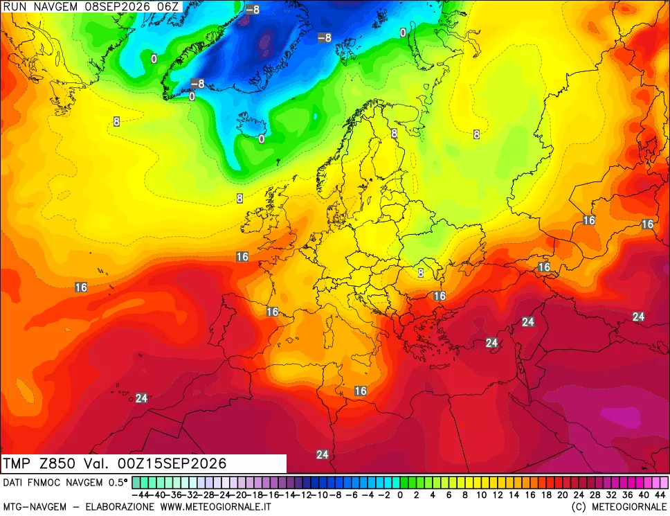 mappa Temperatura a 850 hPa
