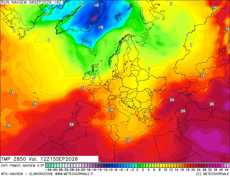 mappa Temperatura a 850 hPa