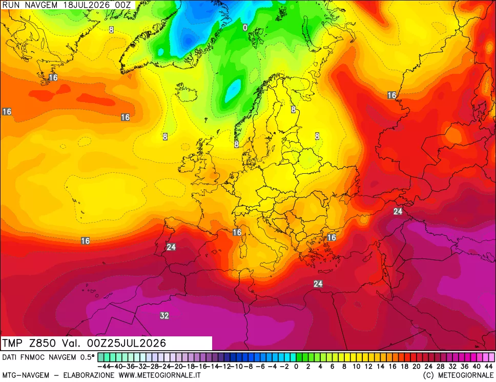 mappa Temperatura a 850 hPa