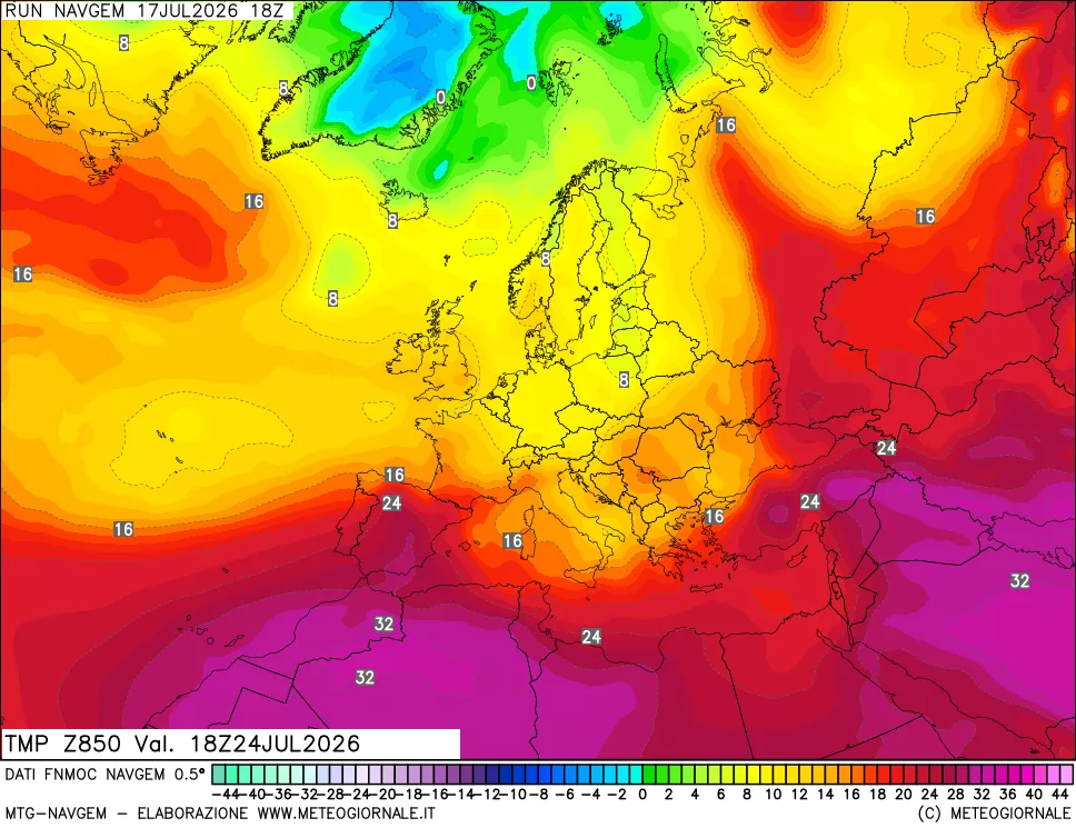 mappa Temperatura a 850 hPa