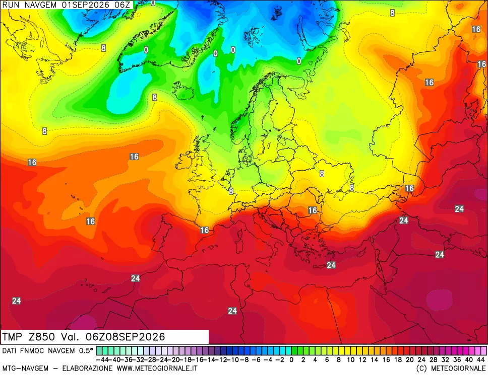 mappa Temperatura a 850 hPa