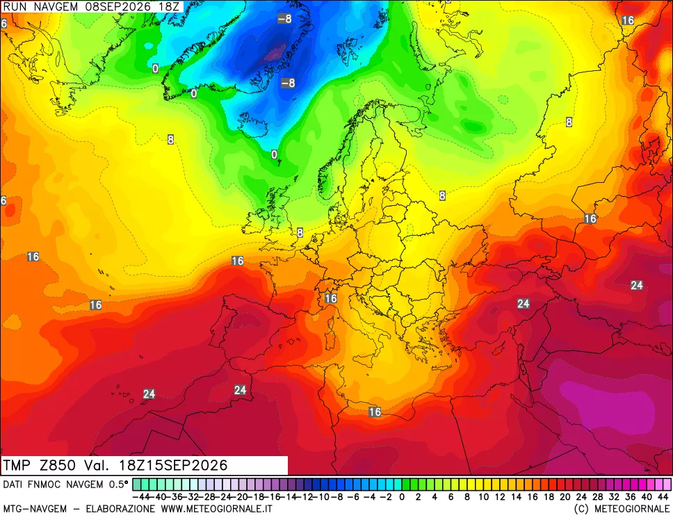mappa Temperatura a 850 hPa