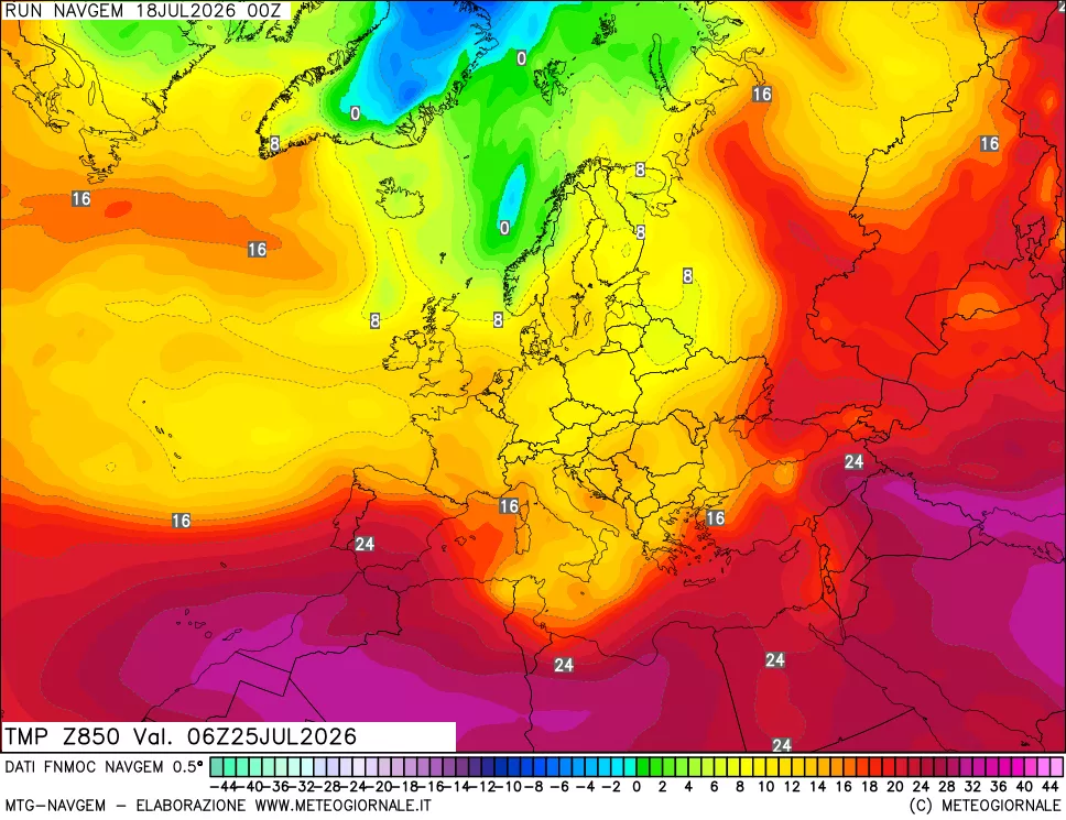 mappa Temperatura a 850 hPa