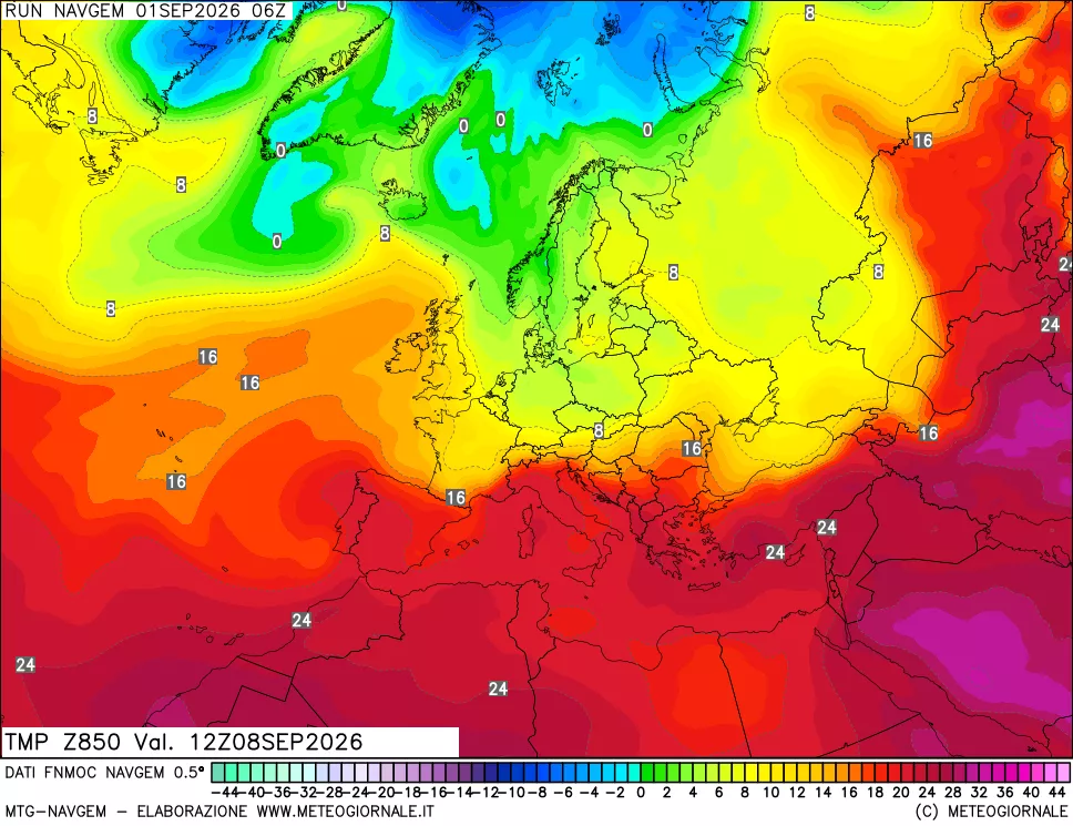 mappa Temperatura a 850 hPa