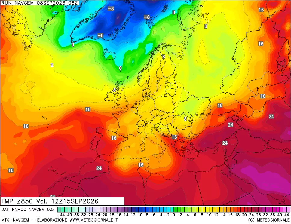 mappa Temperatura a 850 hPa