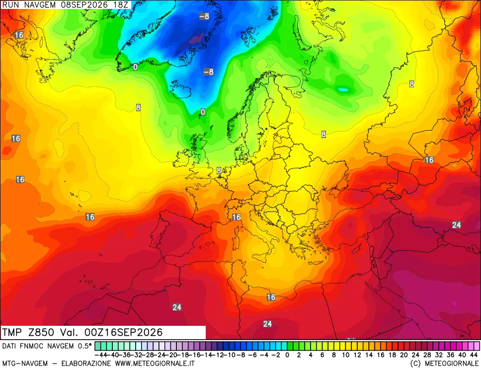mappa Temperatura a 850 hPa