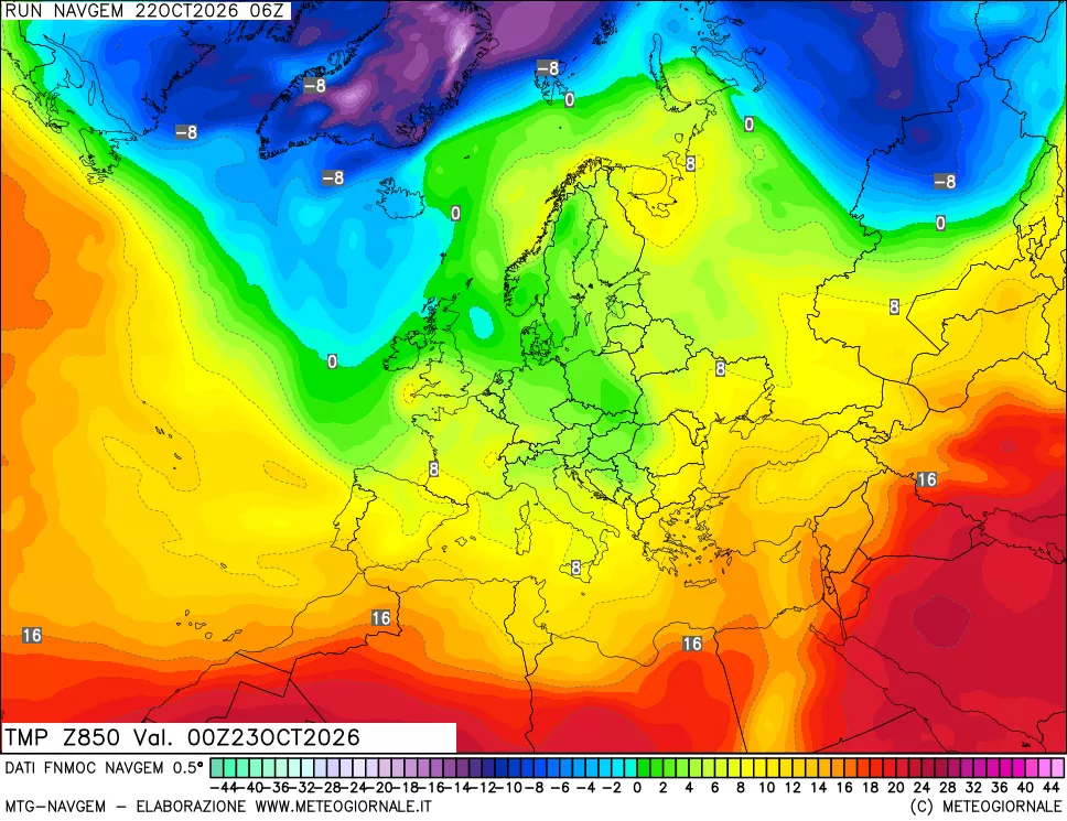 mappa Temperatura a 850 hPa