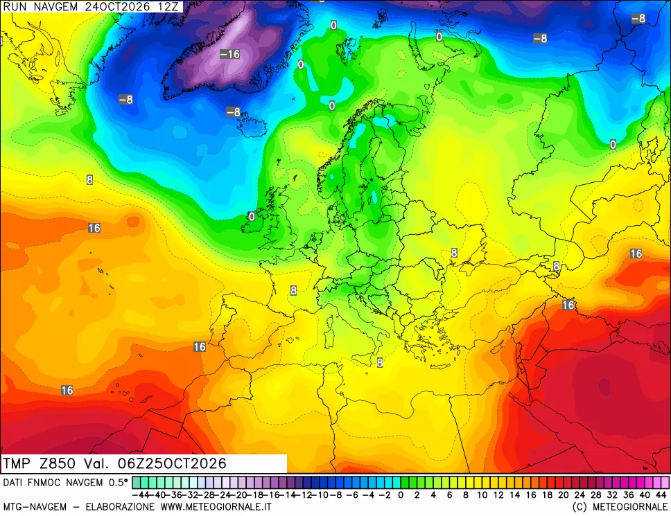 mappa Temperatura a 850 hPa
