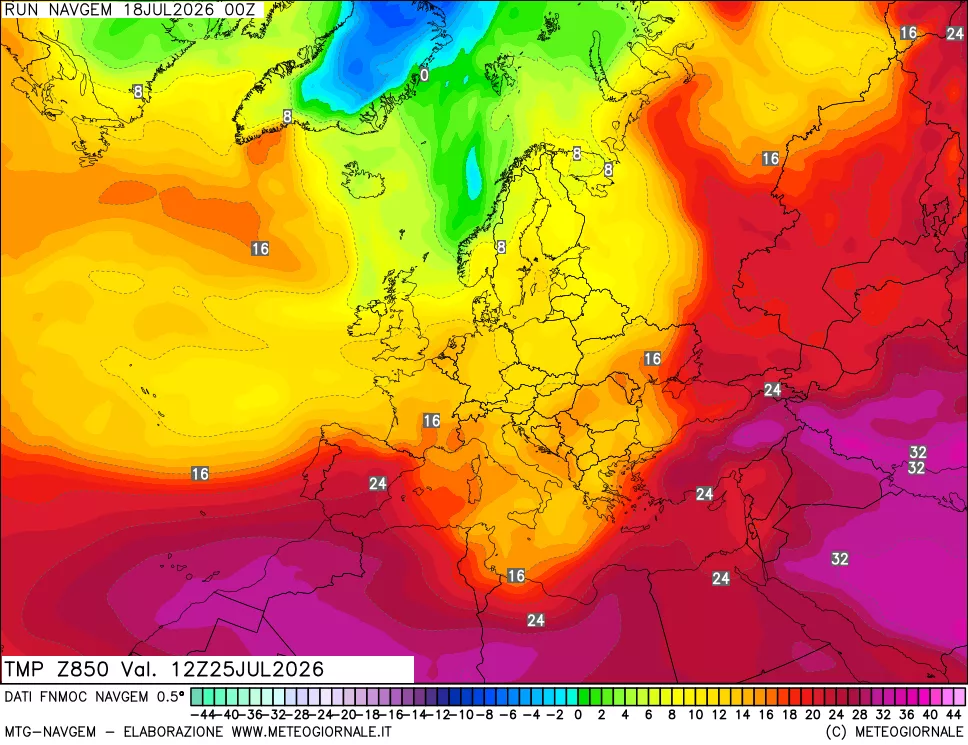 mappa Temperatura a 850 hPa