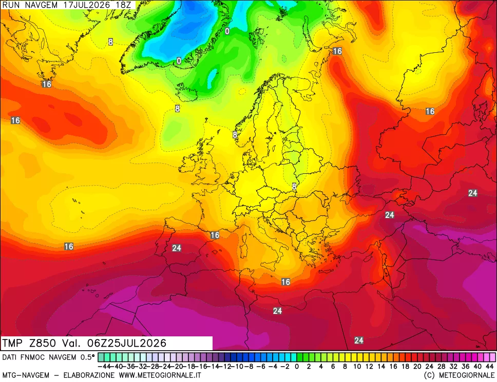 mappa Temperatura a 850 hPa