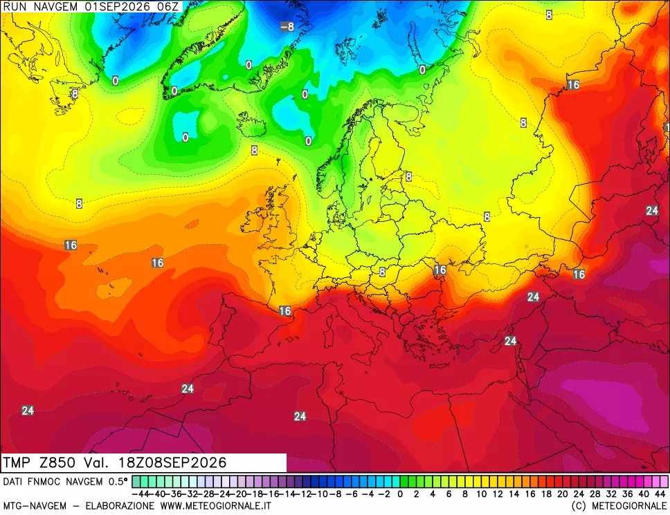 mappa Temperatura a 850 hPa
