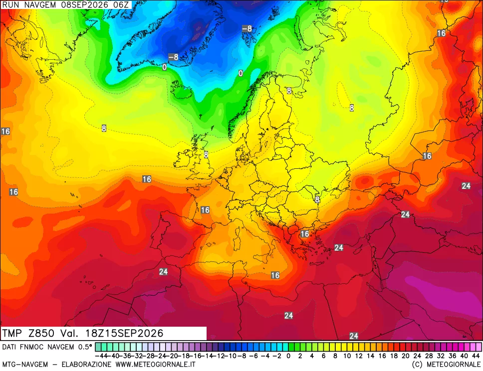 mappa Temperatura a 850 hPa