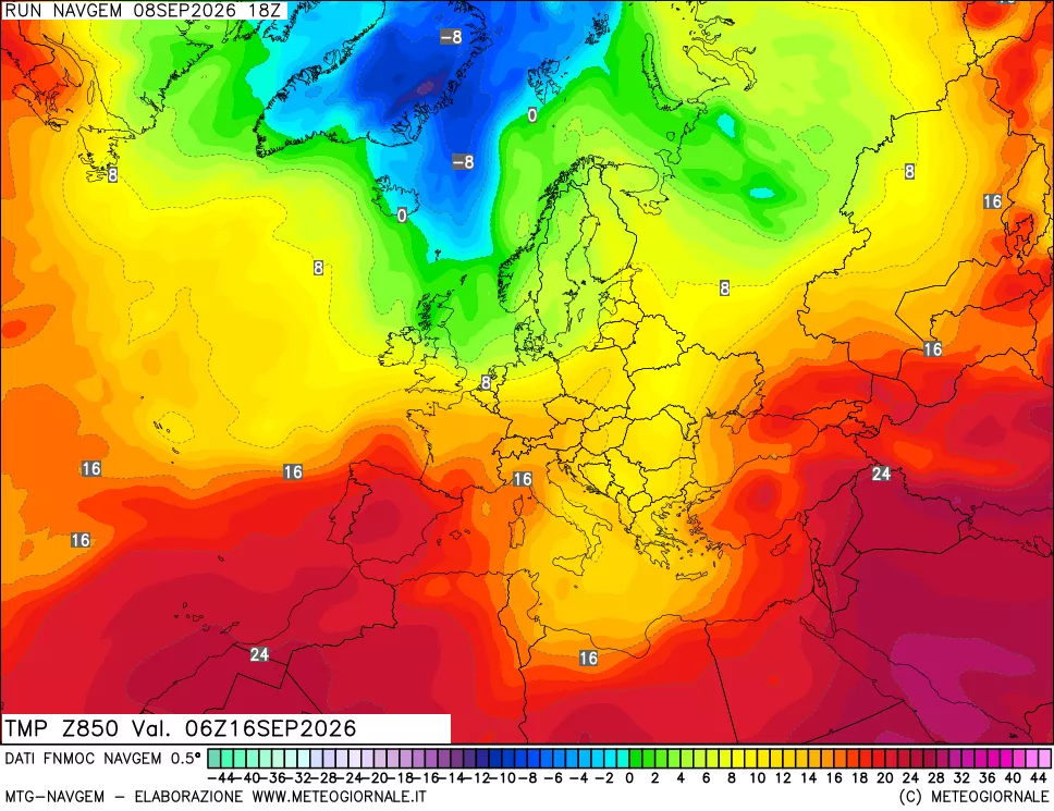 mappa Temperatura a 850 hPa