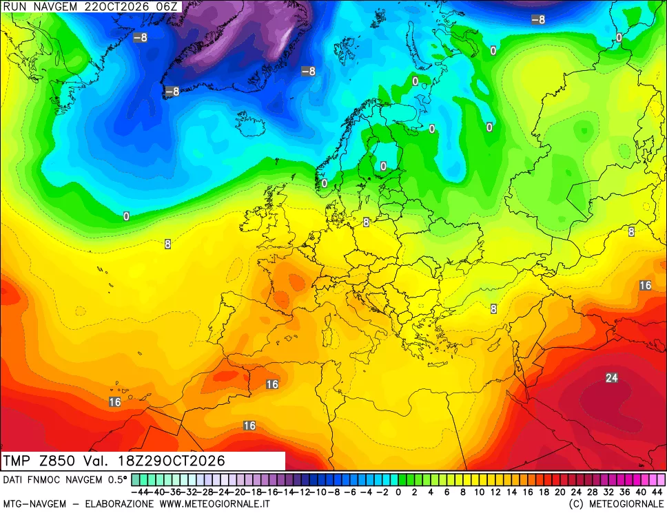 mappa Temperatura a 850 hPa