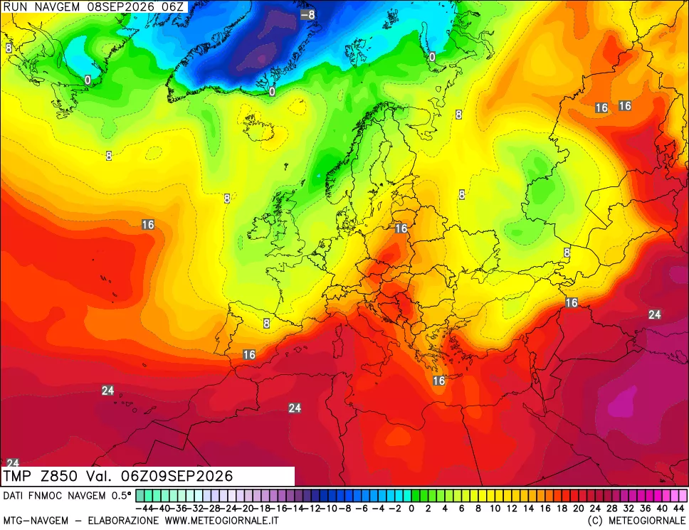 mappa Temperatura a 850 hPa