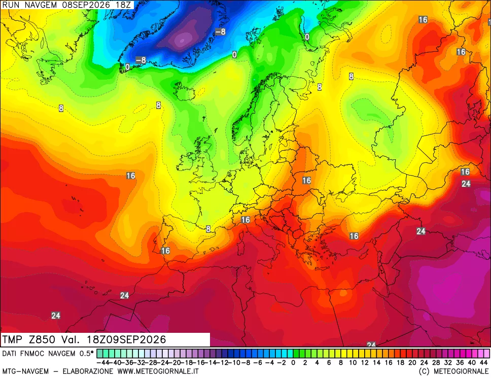 mappa Temperatura a 850 hPa