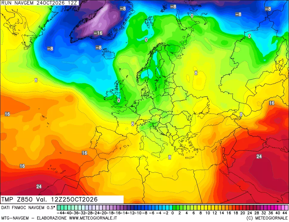 mappa Temperatura a 850 hPa