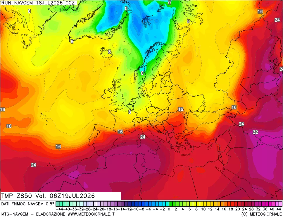 mappa Temperatura a 850 hPa