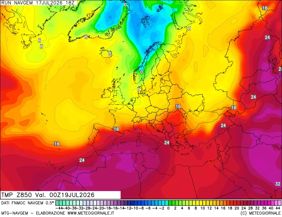 mappa Temperatura a 850 hPa