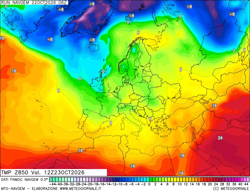mappa Temperatura a 850 hPa