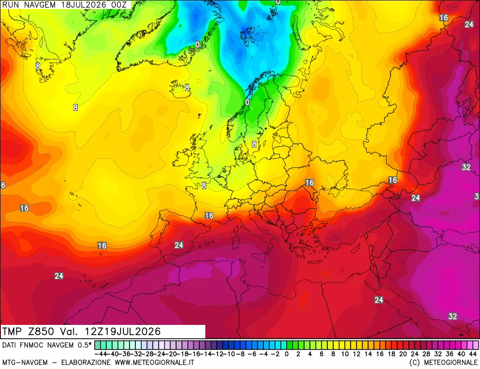 mappa Temperatura a 850 hPa
