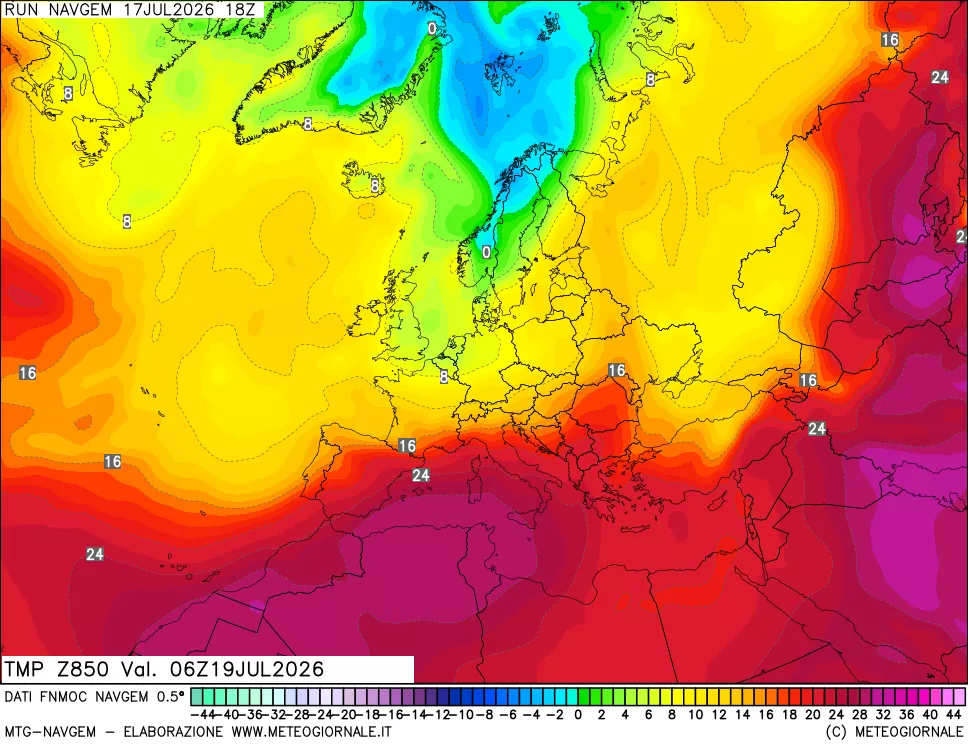mappa Temperatura a 850 hPa
