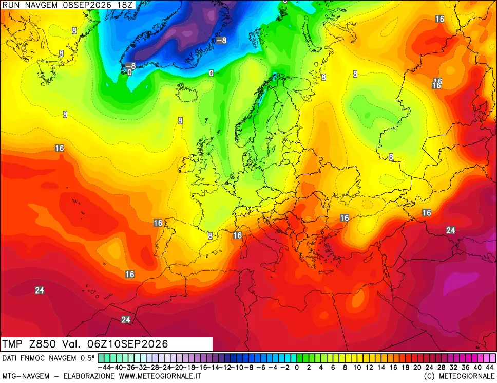 mappa Temperatura a 850 hPa