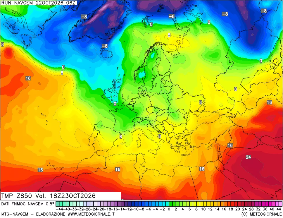 mappa Temperatura a 850 hPa