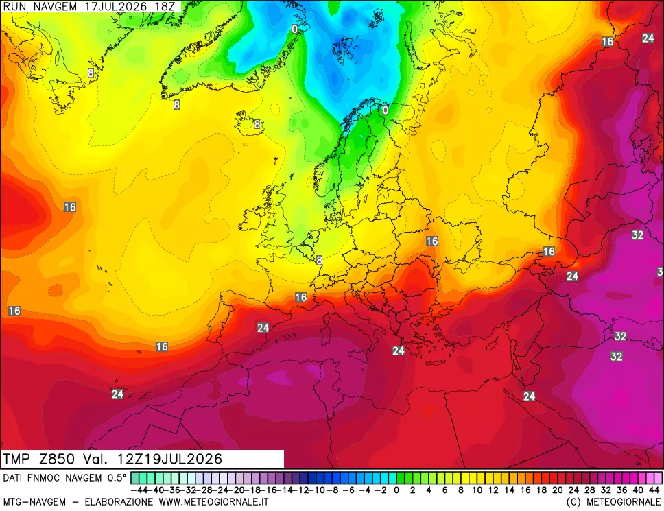 mappa Temperatura a 850 hPa