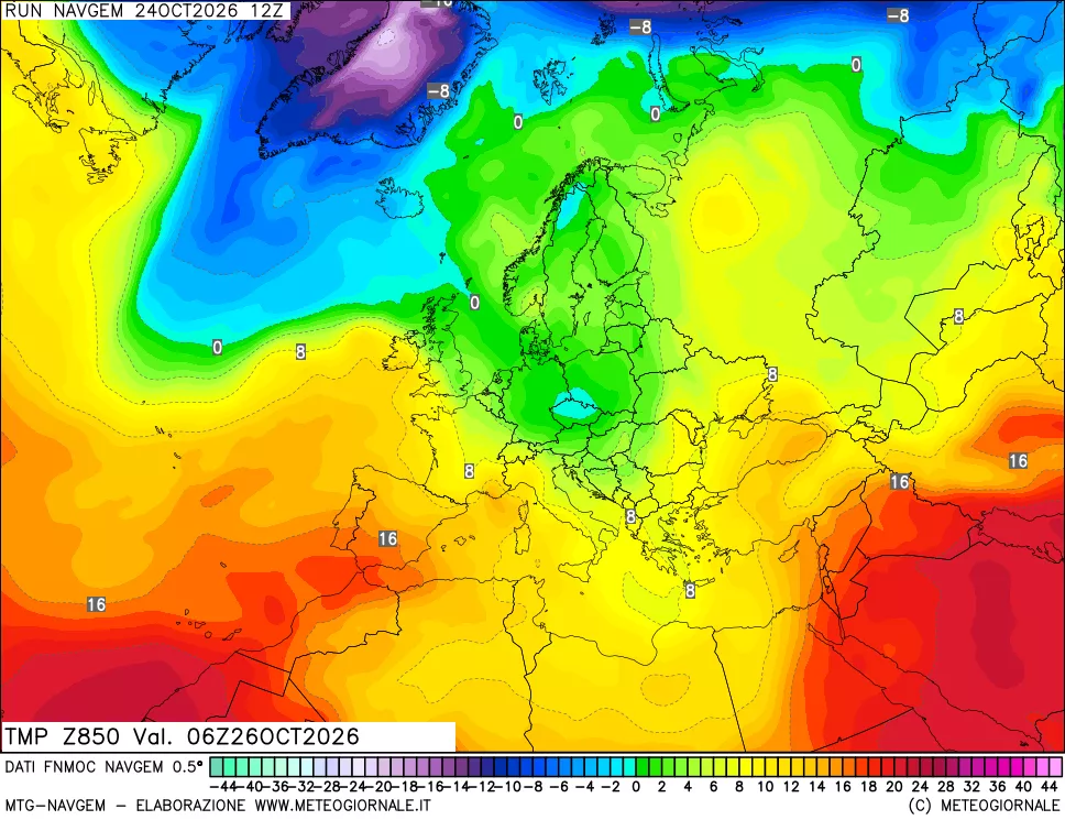 mappa Temperatura a 850 hPa