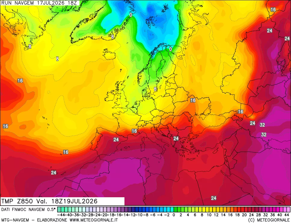 mappa Temperatura a 850 hPa