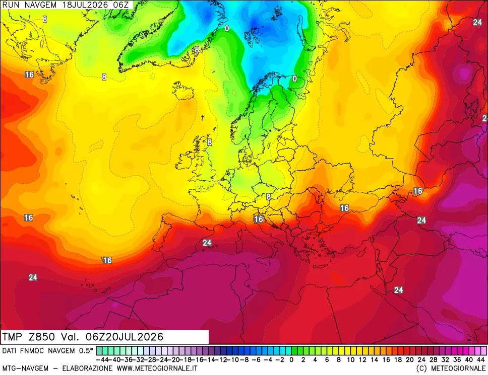 mappa Temperatura a 850 hPa