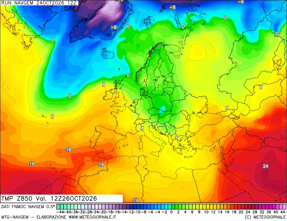 mappa Temperatura a 850 hPa