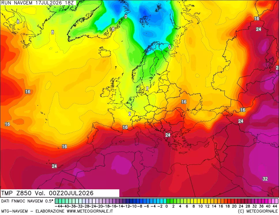 mappa Temperatura a 850 hPa