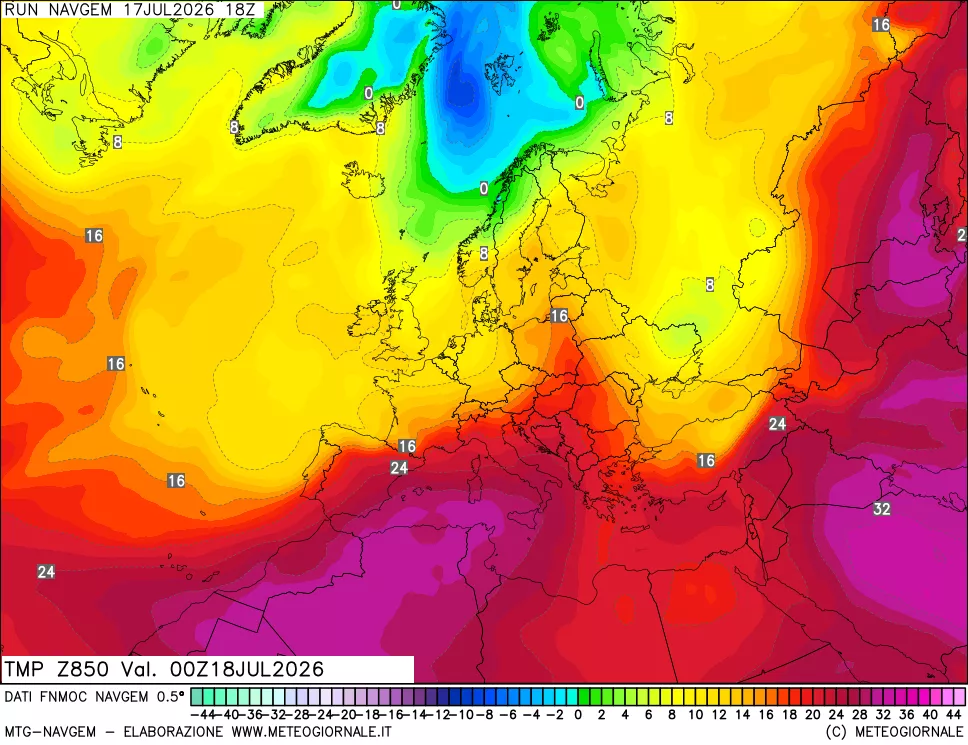mappa Temperatura a 850 hPa