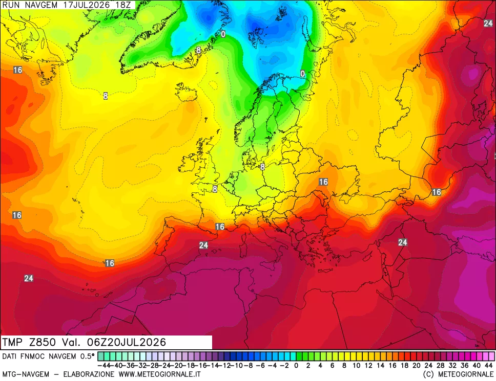mappa Temperatura a 850 hPa