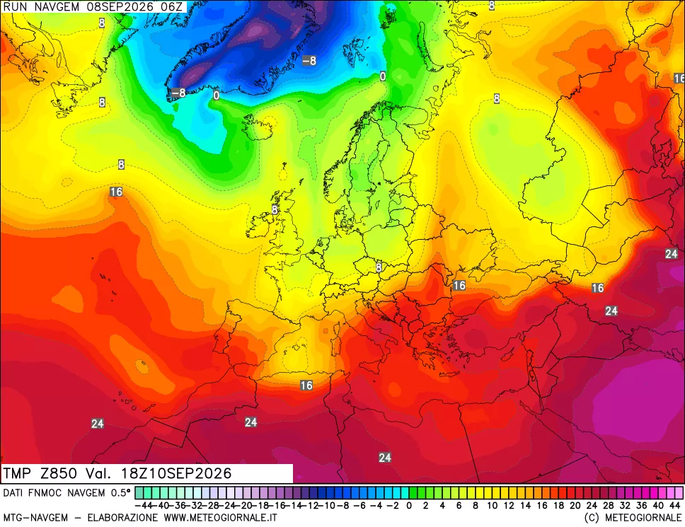 mappa Temperatura a 850 hPa