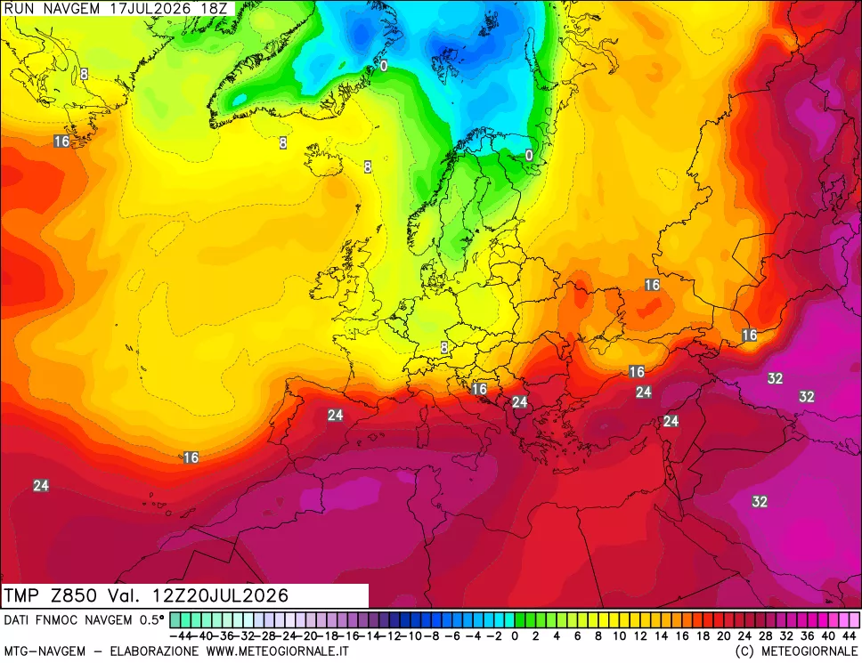 mappa Temperatura a 850 hPa