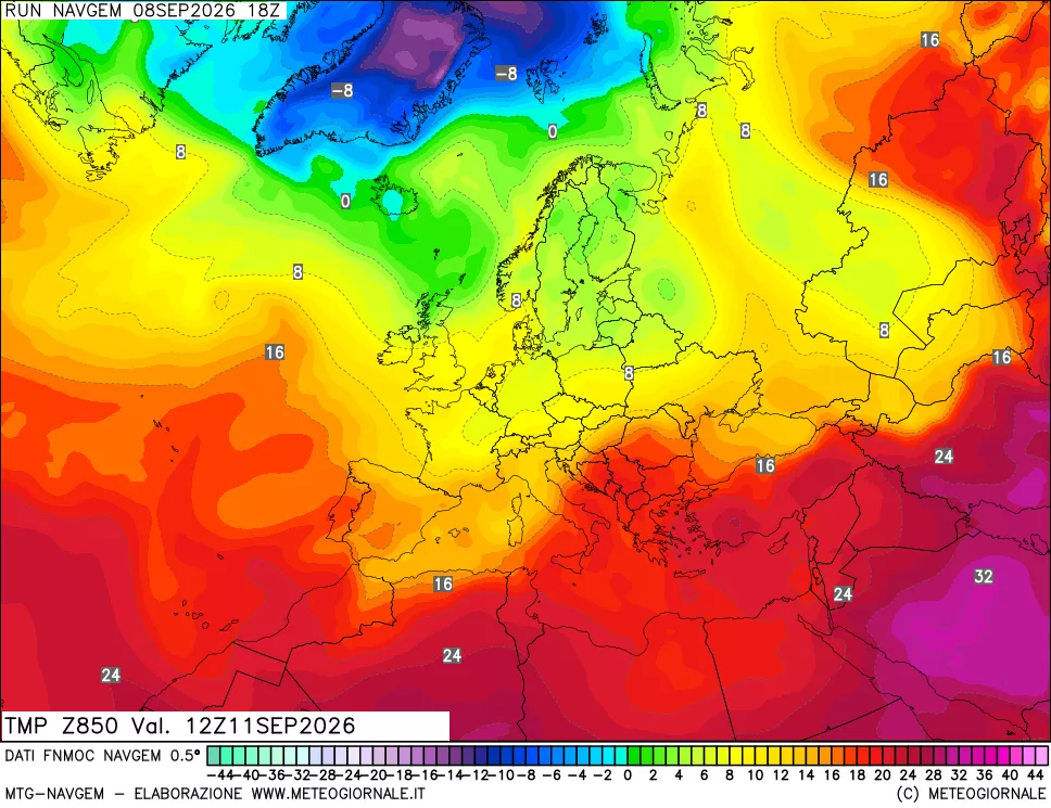 mappa Temperatura a 850 hPa