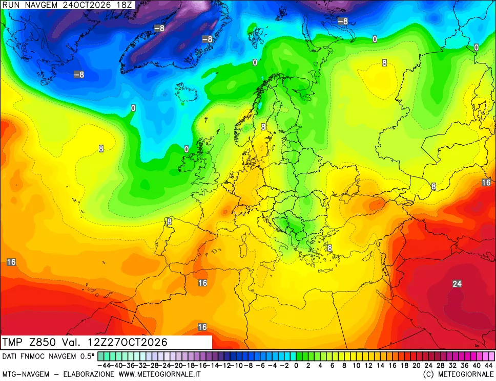 mappa Temperatura a 850 hPa