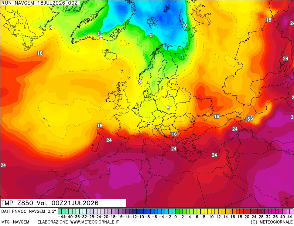 mappa Temperatura a 850 hPa