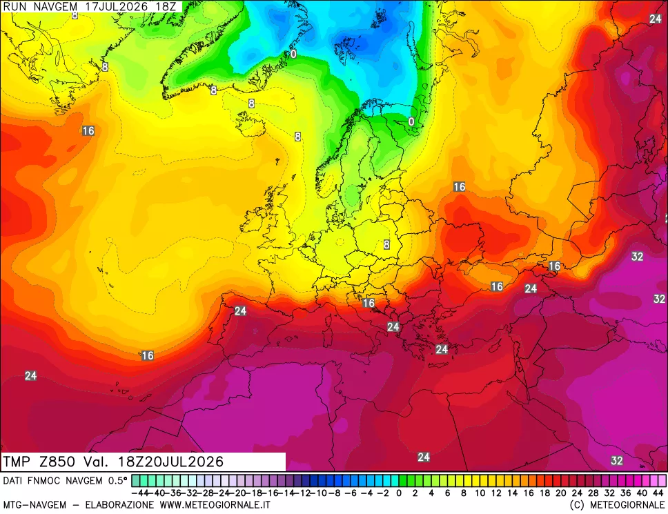 mappa Temperatura a 850 hPa