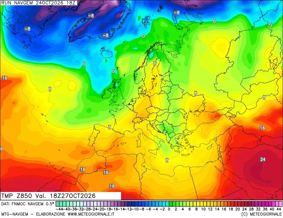 mappa Temperatura a 850 hPa