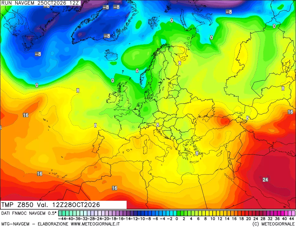 mappa Temperatura a 850 hPa