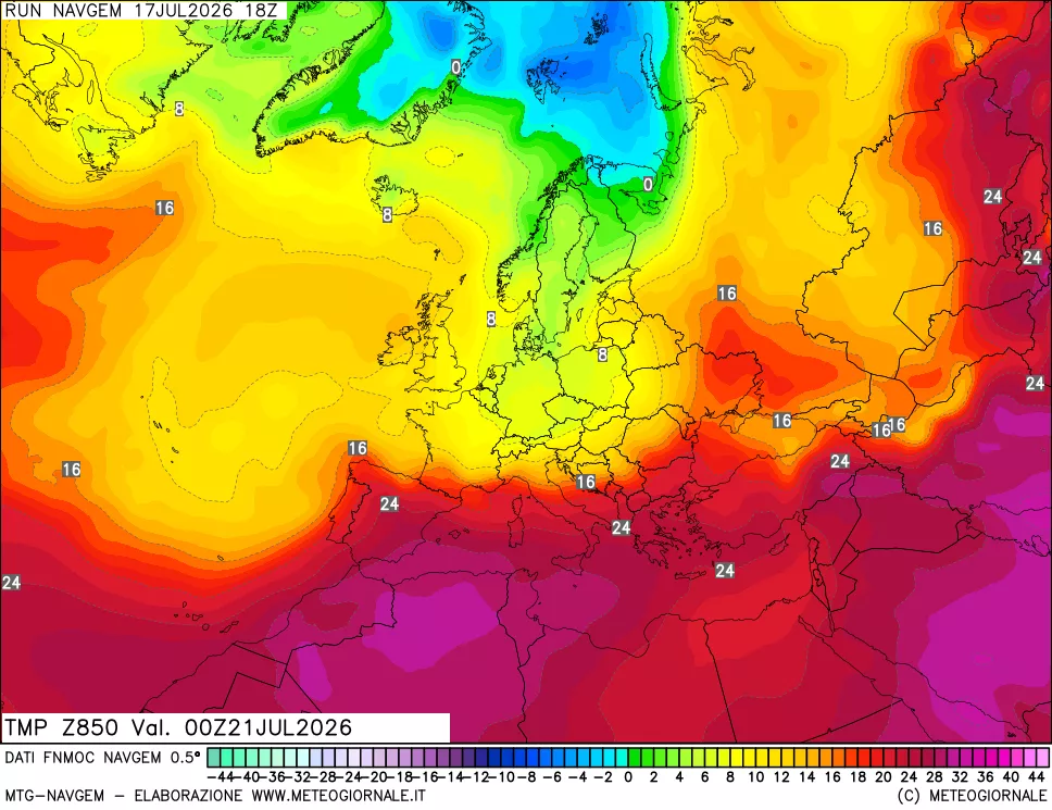 mappa Temperatura a 850 hPa
