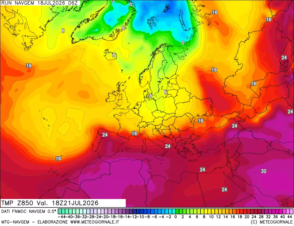 mappa Temperatura a 850 hPa