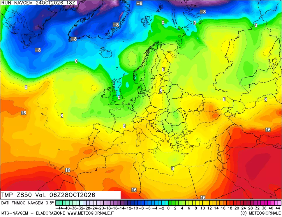 mappa Temperatura a 850 hPa