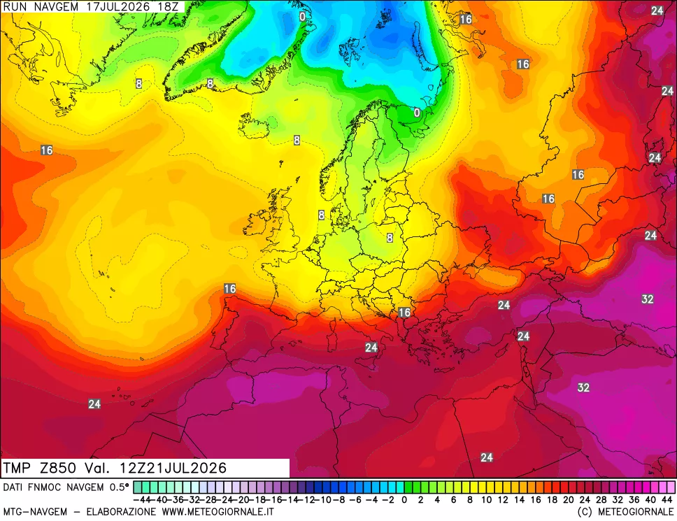 mappa Temperatura a 850 hPa